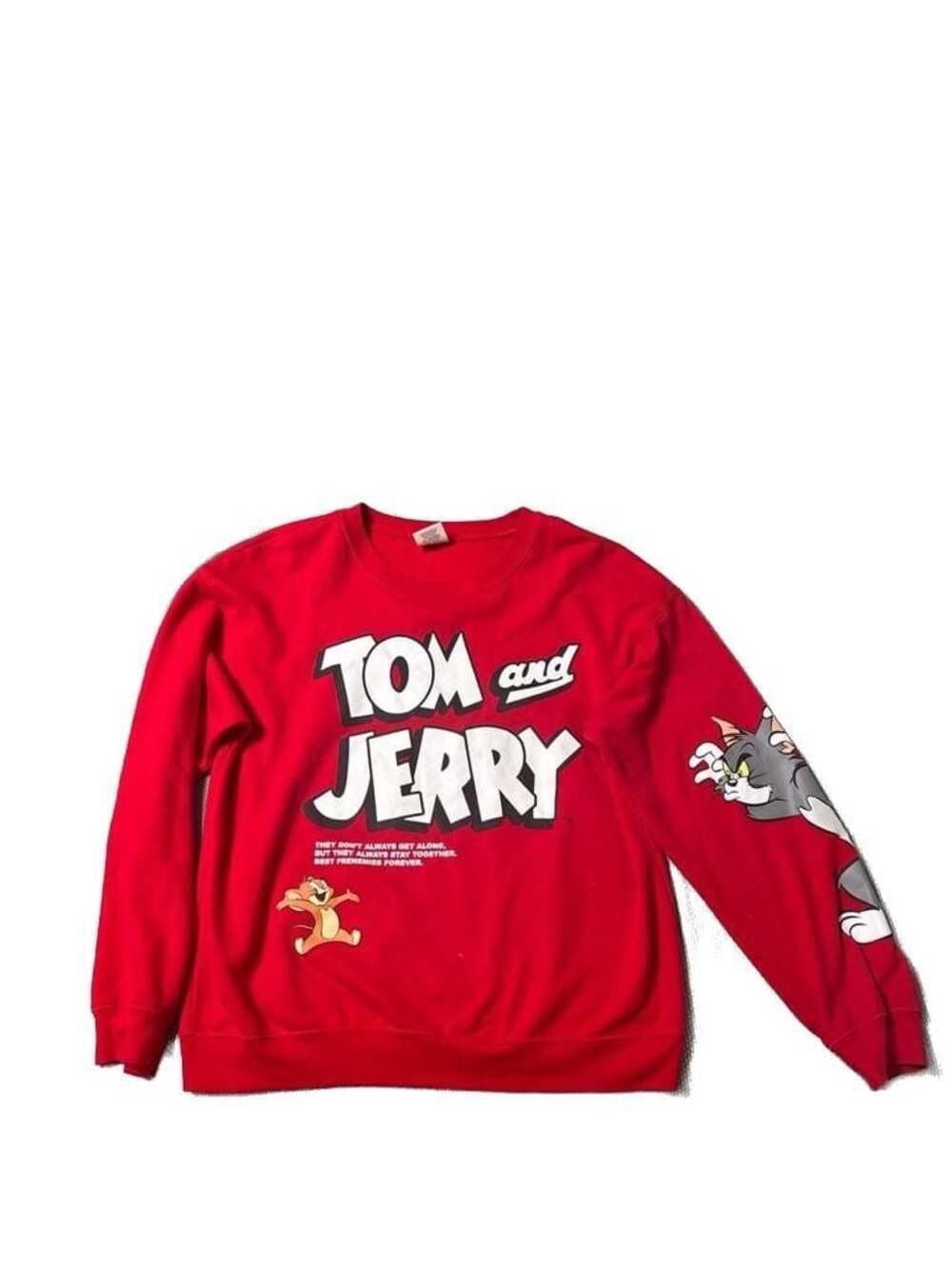 Tom and Jerry "Best Frenemies Forever" Red Graphic Sweatshirt Juniors Size L (11